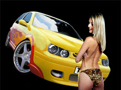 Sexy voiture de sport jaune